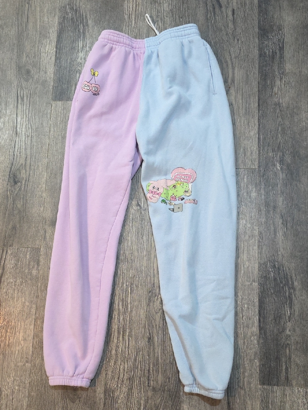 Samii Ryan X Esther Bunny Two-Tone Pastel Sweatpants - Lavender & Light Blue